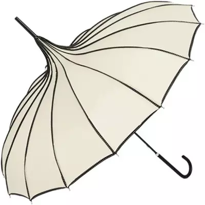 TOPTIE Cream Pagoda Parasol Sun Rain Umbrella Vintage Bridal Umbrella  • $36.23