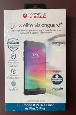 ZAGG Invisible Shield Glass Elite Visionguard+ Bl Lt IPhone 8P7P6S6P Smart • $6.99