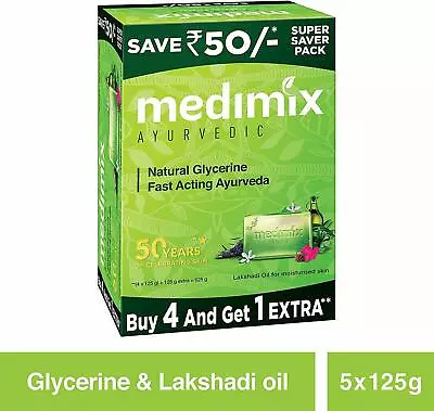 Medimix Ayurvedic Natural Glycerine Lakshadi Oil Bathing Bar 125 G Soap + Free • $13.47