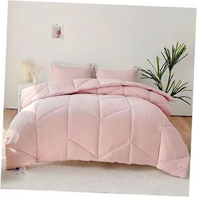  Pink Bedding Comforter Sets Queen Comforter Set 100% Washed Microfiber Super  • $53.98