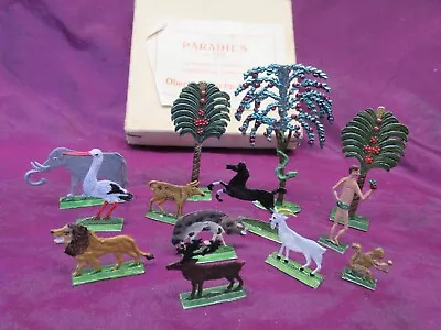 Vintage Paradies Overbayerische Arbiet Miniature Metal Painted Animals & Trees • $30