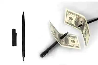 Magic Trick Pen Through Dollar Bill Street Magician's Prop T15 • $10.34
