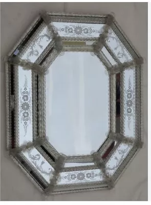 Large Etched Octagonal Venetian Murano Mirror- GORGEOUS!!! • $925