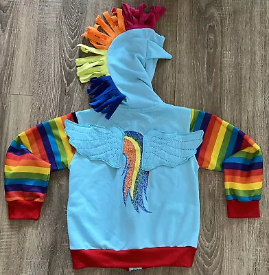 Kids Girls My Little Pony Hoodie Wings Jacket Rainbow Dash Sweater 7-8y New • £18