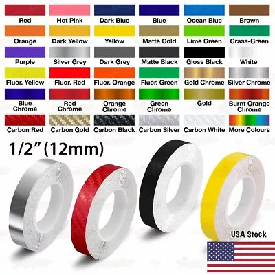 $9.45 • Buy 1/2  Roll Vinyl Pinstriping Pin Stripe Solid Line Car Tape Decal Stickers 12mm