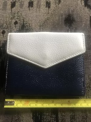 Vera Pelle Navy White & Multi Colored Genuine Leather Women's Bifold Wallet LN • $29.99