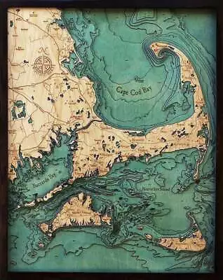 Cape Cod Wood Carved Topographic Depth Chart • $188