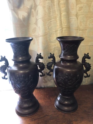 £150 • Buy Fine Pair Of Large Meiji Era Bronze Vases