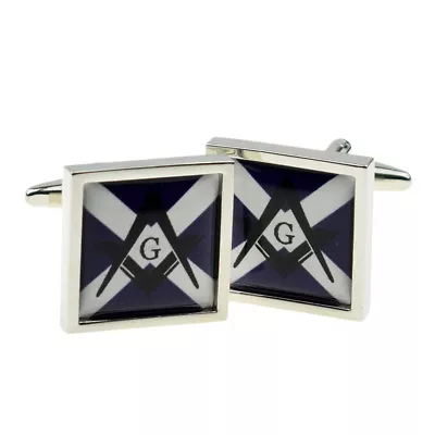 Scottish Saltire Flag With Masonic G Bordered Cufflinks Boxed X2BOCSB070 • £11.99