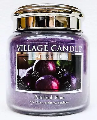 1 Village Candle PATCHOULI PLUM Large Classic Jar Candle 16 Oz • $19.99
