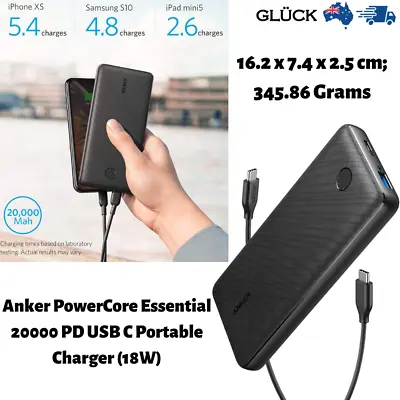 $112.49 • Buy Anker PowerCore Essential 20000 PD USB C Portable Charger (18W), High-Capacity