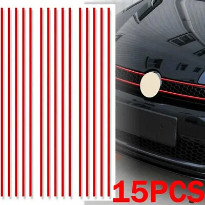 15pcs Red Car Hood Grille Reflective Decal Stripe Sticker Universal Accessories • £6.65