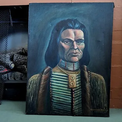 Original Painting Native American Portrait Vtg Oil On Canvas 24x18 Art Signed • $56