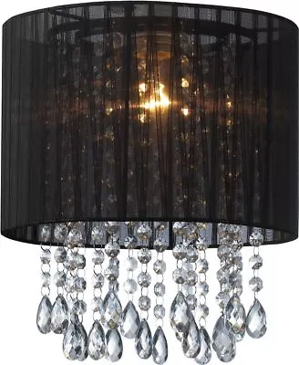 Black Organza & Hanging Beaded Ceiling Lampshade • $46.75