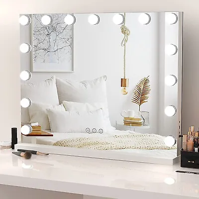 Hollywood Makeup Mirror Large Vanity Light Mirror With 15 Dimmable LED Bulbs • £65.99