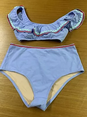 J. Crew Periwinkle Ric Rac Trim Ruffle Swim Bikini Top SZS Bottom SZ LRG • $15