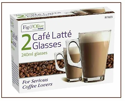 Cafe Latte Glasses 240ml Cups Mugs Tea Coffee Cappuccino Glass(Set Of 2-4-6) • £11.96