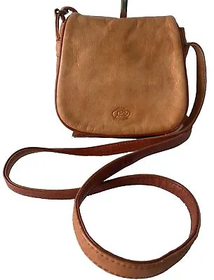 Vintage Avorio Vera Pelle Coral Distressed Leather Crossbody Shoulder Bag Purse • $31