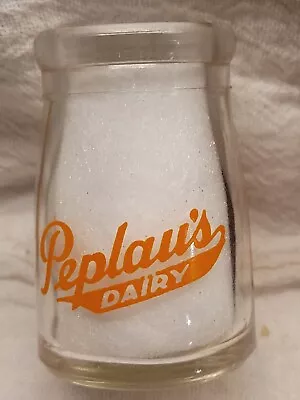 Large Peplau's Dairy Milk Creamer Glass Orange Pyro New Britain Connecticut • $49.99