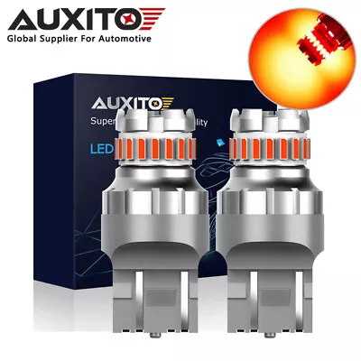 AUXITO7443 7440 T20 LED Red Strobe Flash Brake Stop Tail Parking Light Bulb 2x • $13.99