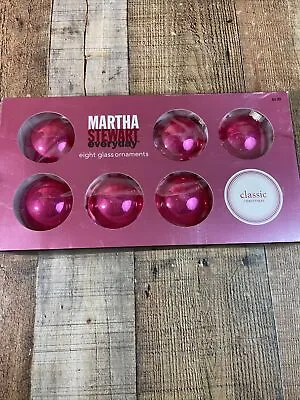 Martha Stewart Classic Christmas 2002 Hot Pink Glass Ornaments Set 8 • $15