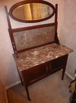 Antique Wash Stand Nightstand With Marble Top - Very Good Condition • £185