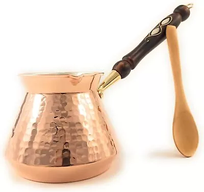 Silk Road XX Large Hand Hammered Copper Coffee Pot 28 Floz With Wooden (28 Floz) • $111.06