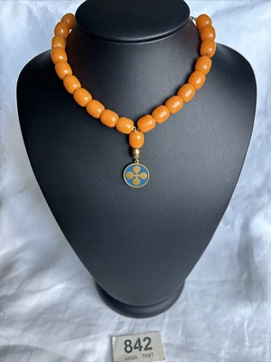 £1 • Buy Vintage Greek EPIROTIKI Lines Prayer Worry Beads Faux Amber Necklace W842