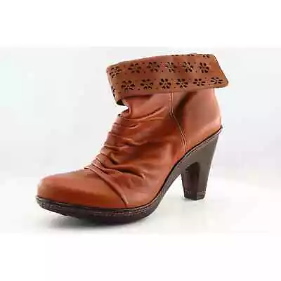 J-41 Short Boots Brown Leather Zip Boots Women Sz 6.5 M • $19.50