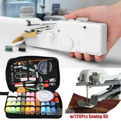 Smart Mini Electric Tailor Stitch Hand-held Sewing Machine W/ 126Pcs Sewing Kit • $15.69