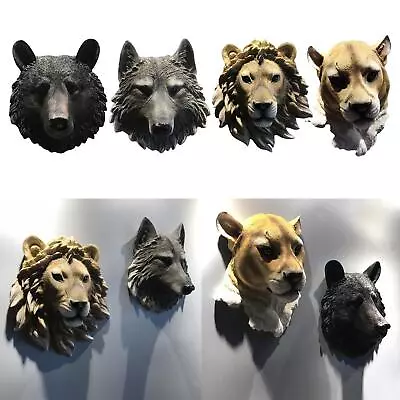 3D Animal Head Wall Mount Statue Bust Resin Figurine Sculpture Bar Crafts • $44.24