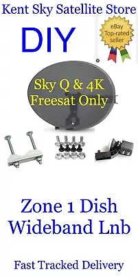 Sky Q Zone 1 Sky Satellite Dish Wideband Lnb Uhd 4K Freesat & Pole Clamp🇬🇧 • £36.99