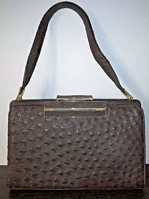 Vintage Genuine Ostrich Brown Handbag By Hollywood Handbags Made In Australia • $19.43