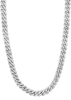Mens Moissanite Diamond Cuban Link Chain 14k White Gold Finish Sterling Silver  • $499.99