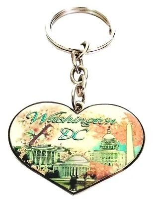 Washington DC Heart Keychain Cherry Blossom Capitol City Sights Souvenir Keyring • $17