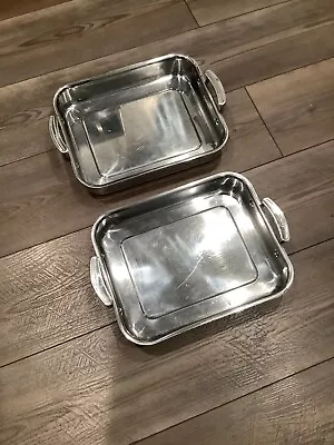 Two Vollrath Thick Heavy Stainless Pans Pan Casserole 11 X 9 • $75