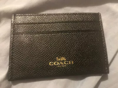 New Coach Card Case - Black -  Slots Including Middle Slit • $74.86