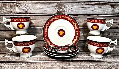 Versace Rosenthal Medusa Red Tea Cup & Saucer Winged Handles (Single Sets) • $150