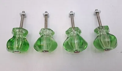 Antique / Vintage Green Depression Glass Drawer Knobs Hardware Lot Of 4 • $44