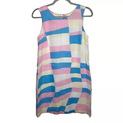 ISLAND COMPANY Classic Shift Dress 100% Linen Sleeveless Pastel Size M Medium • $17