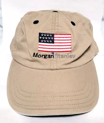 Vintage Morgan Stanley Hat / Cap Tan Embroidered Flag USA New Wo/ Tag • $40