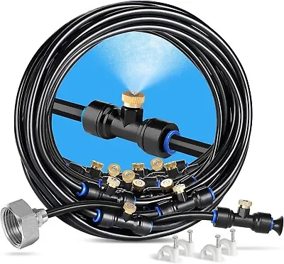 Misting Cooling System 59FT (18M) Misting Line + 20 Brass Mist Nozzles Garden • $30.88