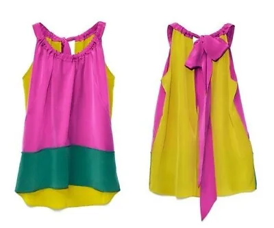 Marni For H&m Rare 100% Silk Colour Block Rainbow Blouse Uk 12 Us 8 Medium Bnwt • $87.09