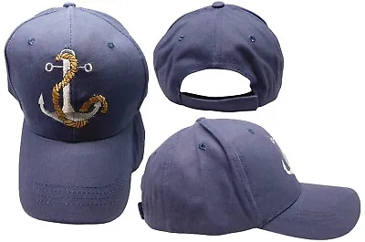Anchor Yacht Club Boating Nautical Navy Blue Adjustable Embroidered Cap Hat • $12.88