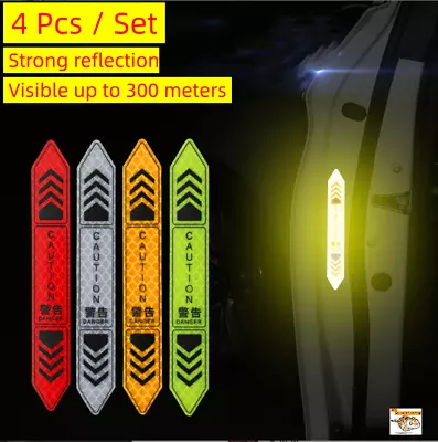 4 Pcs/Pack Auto Car Door Open Safety Warning Reflective Decal Stickers Universal • $4.95