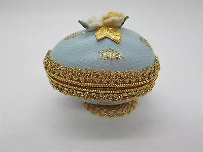 FabergÉ Egg Taste: Sumptuous Blue & Gold White Rose Jewelry Box • £41.09