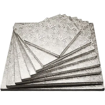 Silver Square Cake Drum Boards 10 - 12mm Base 6 - 16 Inches  • £3.03