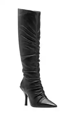 $59.99 • Buy Louise Et Cie Vila Pointed Toe Mid Heel Slouch Stiletto Boot Black Leather