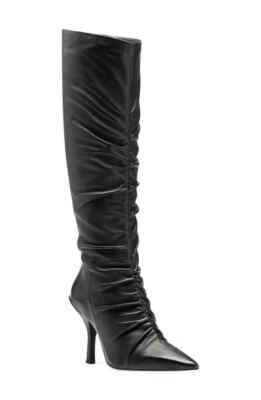 $59.99 • Buy Louise Et Cie Vila Pointed Toe Mid Heel Slouch Stiletto Boot Black Leather