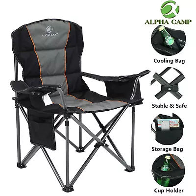 ALPHA CAMP Folding Camping Fishing Chair Lightweight Portable Seat Carry Bag • £51.99